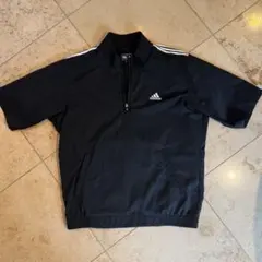 【adidas メンズジャージ　半袖　ハーフジップ　Lサイズ】