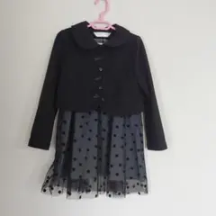 入学式　冠婚葬祭　女の子黒のドット柄フォーマルドレス　120㎝