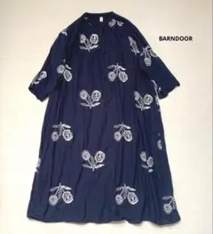 BARNDOOR ロング　ワンピース　刺繍　花柄　ネイビー　マキシ丈