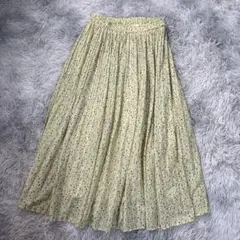 anysis ロングスカート M 花柄 イエロー 黄色 ウエストゴム プリーツ