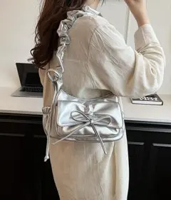 2WAYギャザー紐リボンショルダーバッグ