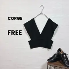 ゴージ ニット ビスチェ Ｖネック リブ FREE 上品 大人 可愛い 春