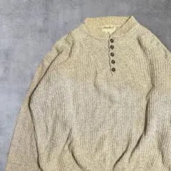 極上　90s usa製　エディーバウアー　ヘンリーネックニット　セーター　古着