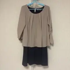 ベージュ ネイビー セットアップ Fサイズ
