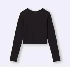 ブラック 長袖 Tシャツ クルーネック