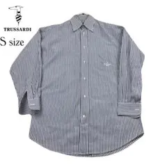 美品　TRUSSARDI 本家　イタリア製　ストライプ ビジネスシャツ Sサイズのサムネイル