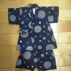 ネイビー 水玉模様 甚平 80cm