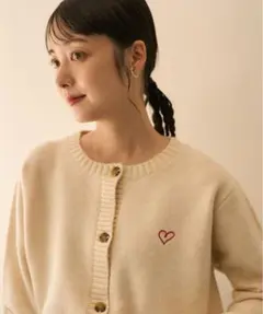 フリークスストア　ワンポイントハートコンパクトニットカーディガン