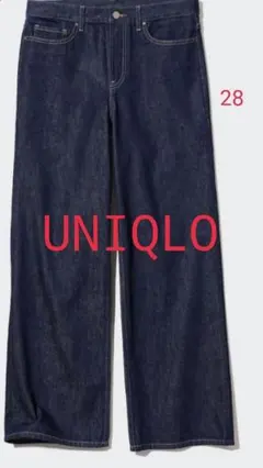 美品☆ユニクロバギージーンズ☆ワイドストレート☆28