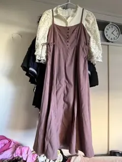 ブラウス付きロングワンピース M L キャミソールワンピース キャミワンピース