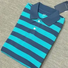 新品 GAP くすみ色 ボーダー ポロシャツ S