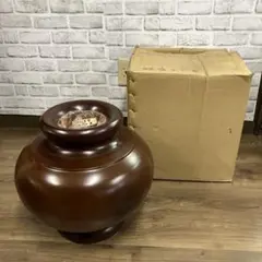 2F 【高級/銘木】花梨 カリン 大壺 飾壺 1尺3寸 木工芸 飾り物 オブジェ