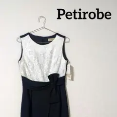 【新品】Petirobe　プチローブ　ワンピース　リボン　レース　紺色