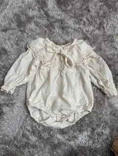 韓国風 ベビー ロンパース レース襟 長袖 アイボリー 70-80cm 入園式