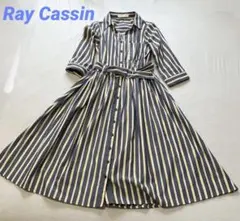 Ray Cassin マルチストライプ シャツワンピース 7分袖