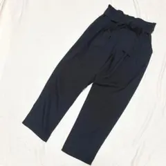 1225【ディスコート】テーパードパンツ　M ウエストゴム　春夏　薄手　黒