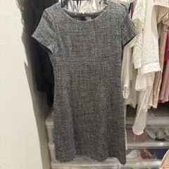 グレー 半袖 ひざ丈ワンピース