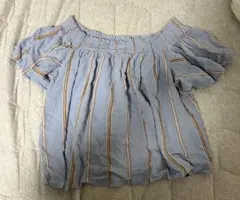 オフショルダー水色オレンジストライプのサムネイル