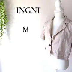 イング INGNI 半袖ショート丈テーラードジャケット ベージュ Mサイズのサムネイル