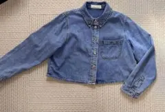 【美品】ZARA ザラ クロップド デニムジャケット Gジャン ブルー