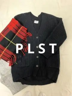 P L S T ニットカーディガン ブラック　Ｍサイズ