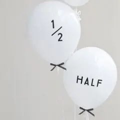 ハーフバースデー　バルーン　2個セット　リボン　ブロック体　装飾　風船　ホワイト
