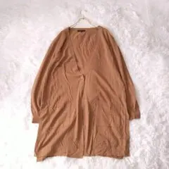 Reflect　Vネック洗える羊毛シルクカシミヤロングカーディガン 11ブラウン