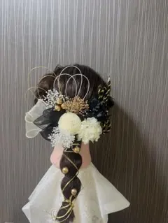 ヘッドパーツ　和装髪飾り　ドライフラワー　結婚式卒業式成人式　着物　振袖 水引