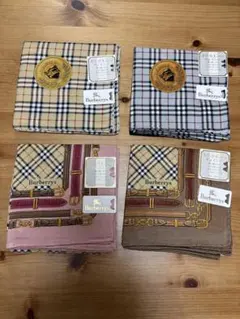 Burberrys シルク&コットンハンカチ 4枚セット