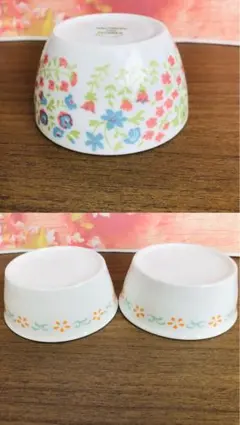 小花柄 白いボウル ミニボウル ディッパーボウル 3個セット