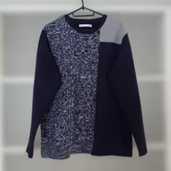 ikka ニット セーター ネイビー グレー系 XL