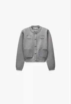 ZARA プレーンニットジャケット パデッドショルダー