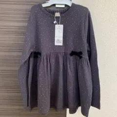 プティマイン　裏起毛カットリボンチュニック 130cm