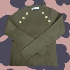 zara オリーブ色リブ編みニット 長袖 y2k フェアリー グランジ
