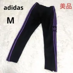 【美品✨】アディダス ジャージ パンツ パープル ブラック ライン M