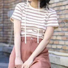 ボーダー　ワッフル　ミニTシャツのサムネイル