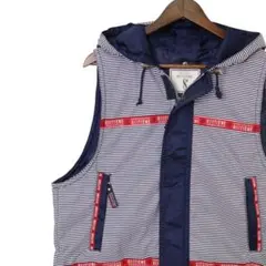 【極美品】ユイティエム フード付きベスト ボーダー柄 ロゴテープ Y2K M