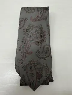 LANCEL（ランセル）ネクタイ ペイズリー柄 シルク100％ グレー×ブラウン