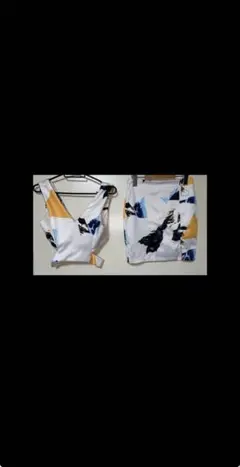 ツーピース 幾何学模様 クロップトップ＆スカート セット