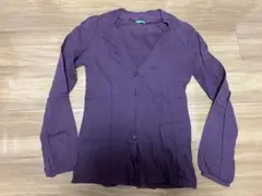 パープル　カーディガン　コットン100