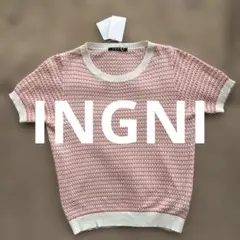GW特価‼️新品未使用☆INGNI 半袖ニットセーター M ピンク・ホワイト