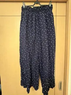 samansaMos2blue ネイビー ドット柄 ワイドパンツ