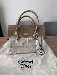 Carving Tribes カービングトライブス　クリアハンドバッグ　ベージュ