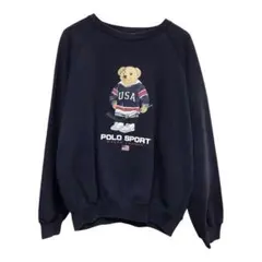 90s POLO ラルフローレン　ビンテージスウェットトーク　ポロベア　USA製