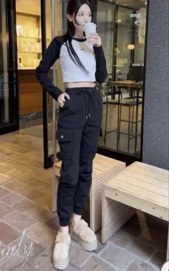 レディ スウェットカーゴパンツ パンツ スウェット ブラック rady XS