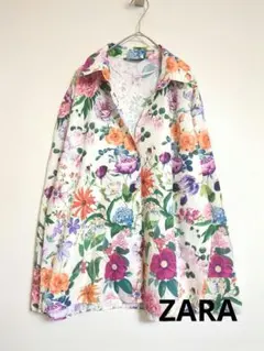 【美品】ZARA　花柄ボタニカル柄　ゆったり　 長袖シャツ