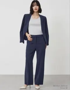 PLST トリアセブレンドストレートパンツ　ネイビー　Mサイズ