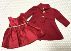 ベビー服 子供服 赤いドレスとコートのセット