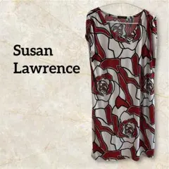 Susan Lawrence バラ柄 ノースリーブワンピース　膝丈ワンピ