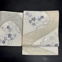 夏物 袋帯 紗 正絹 西陣織 中古 オフホワイトso380
